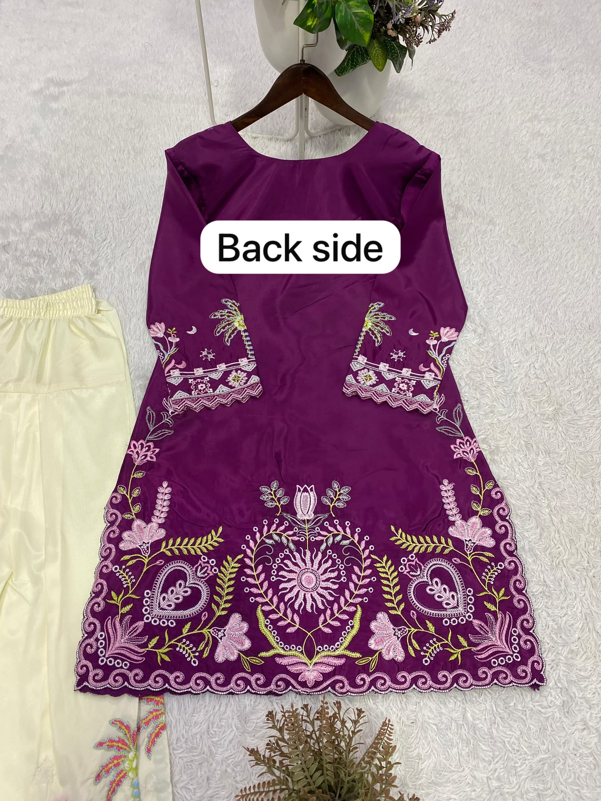Designer Embroidery French Crepe Kurti with Salwar Co-ord Set
