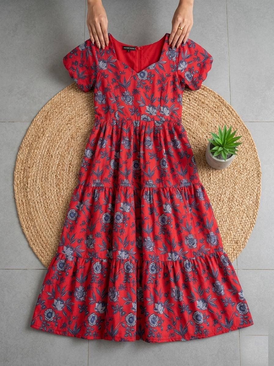 Mouri Floral Print Soft Cotton Maxi Dress