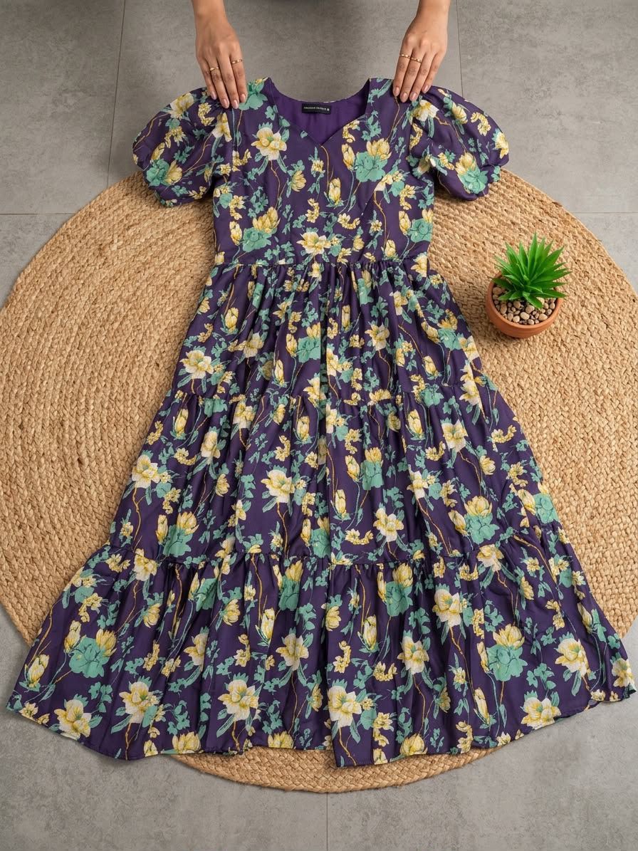 Mouri Floral Print Soft Cotton Maxi Dress
