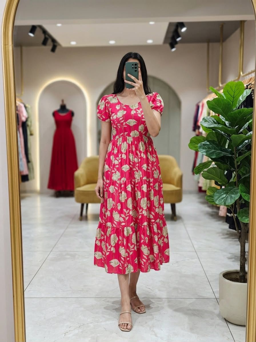 Mouri Floral Print Soft Cotton Maxi Dress