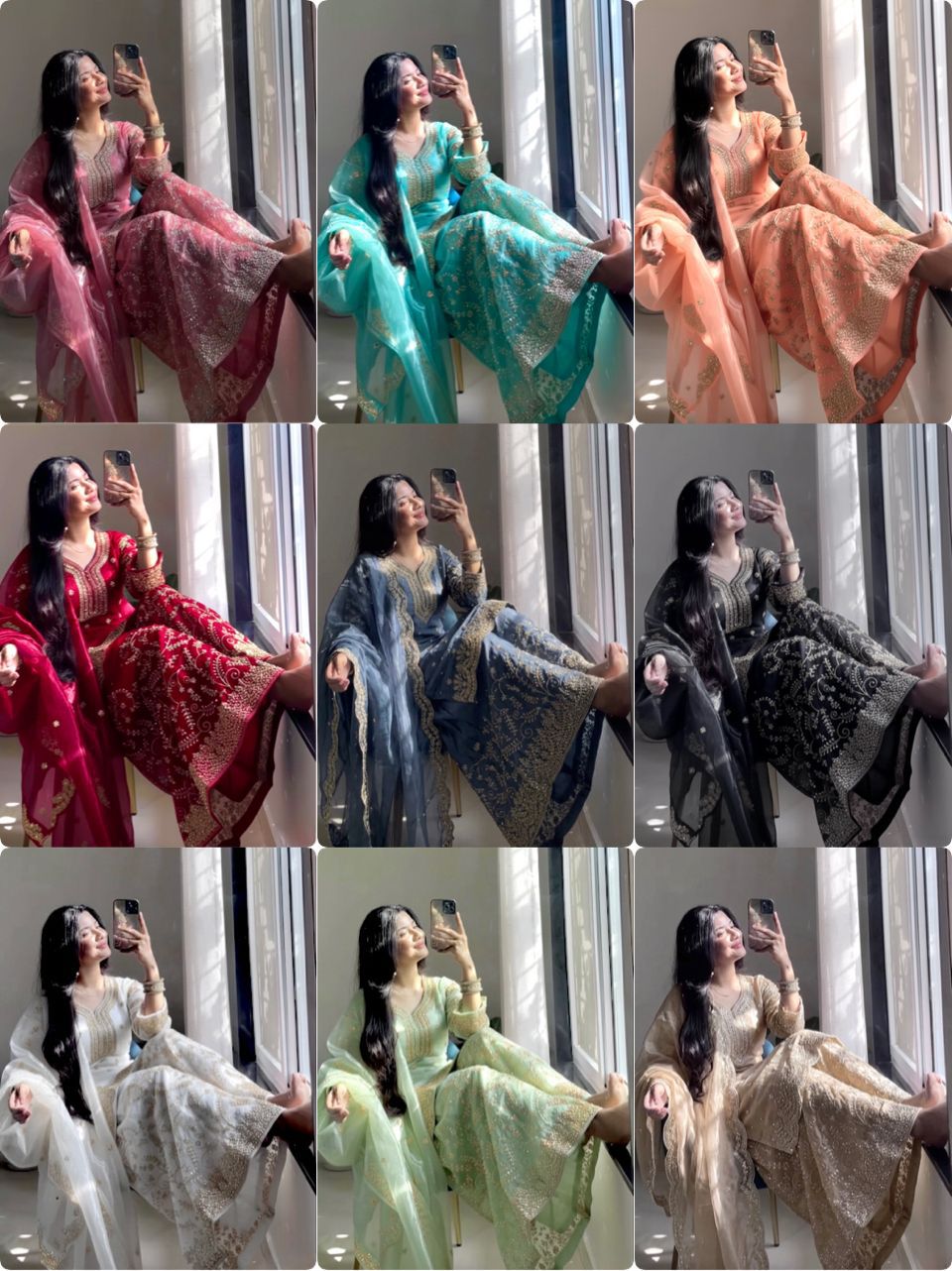GMY Silk Embroidered Designer Party Wear Top, Plazzo & Dupatta Set