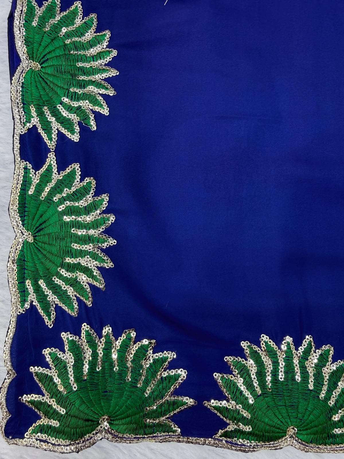 SW222 Royal Blue American Silk Farshi Plazzo Set - Detail View