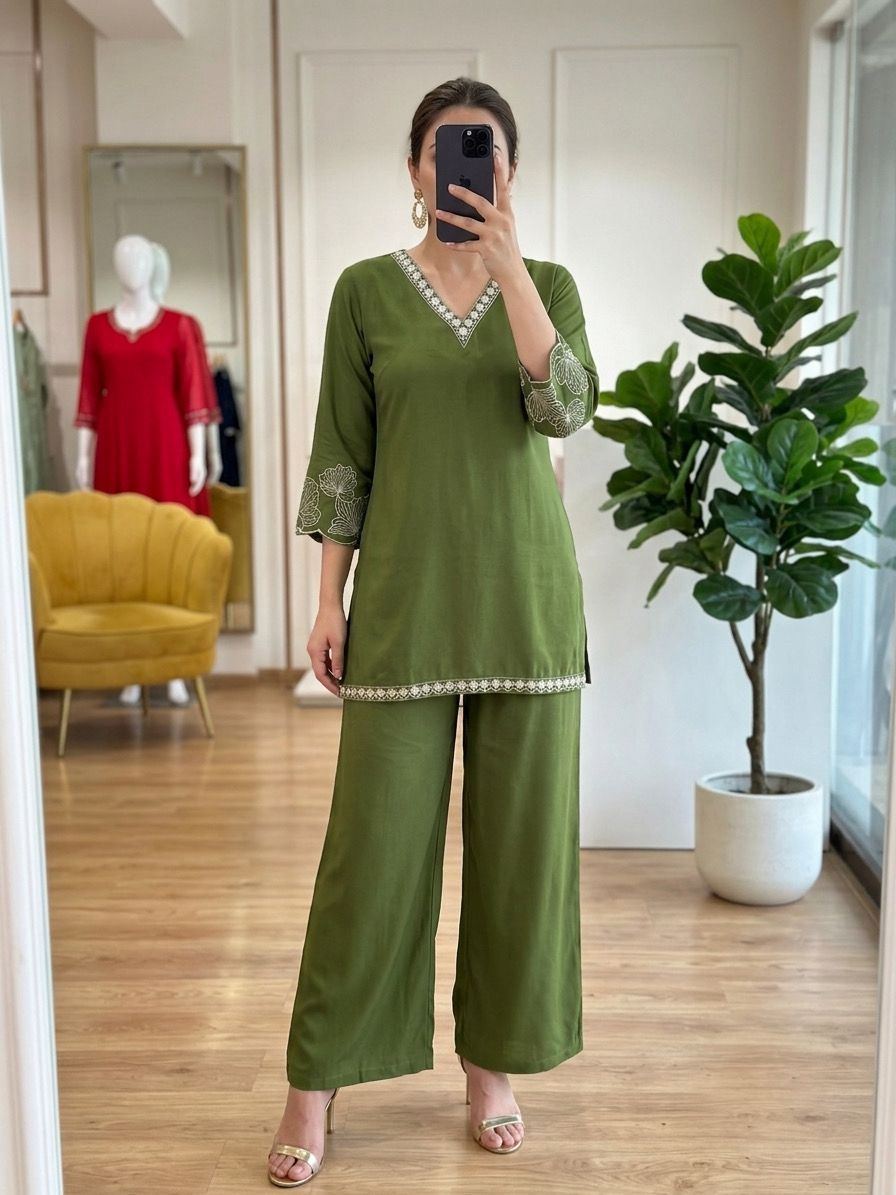 Sakhi Cotton Co-ord Set with Embroidery