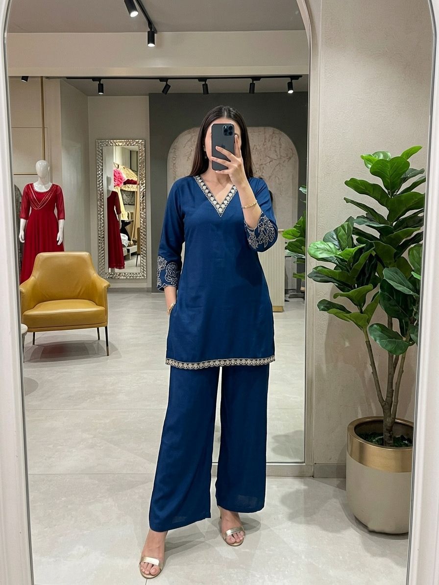 Sakhi Cotton Co-ord Set with Embroidery