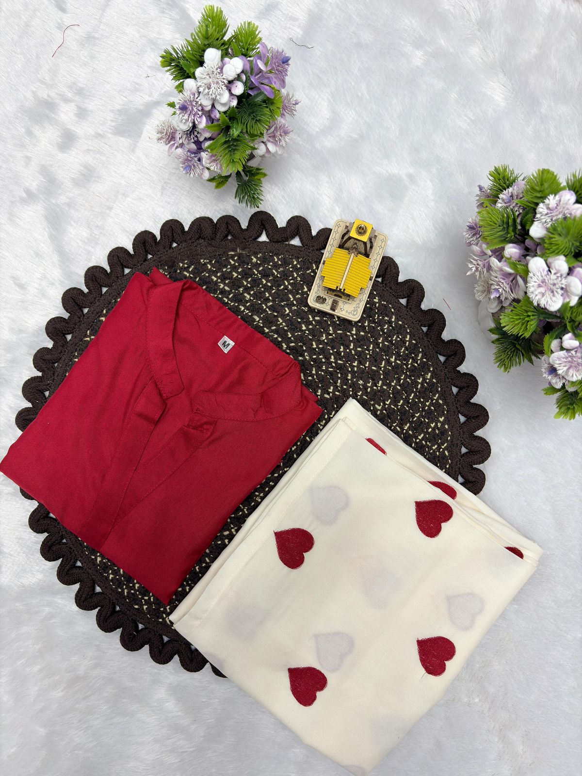 Designer Party Wear Rayon Kurti with Heart Print Plazzo