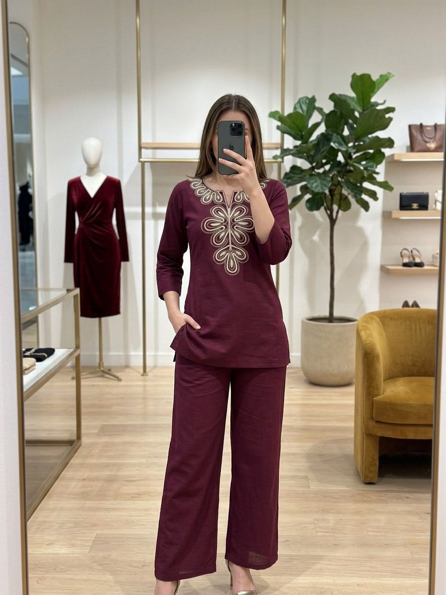 SW234 Asha Co-ord Set - Flat Lay Multi Colour Stack