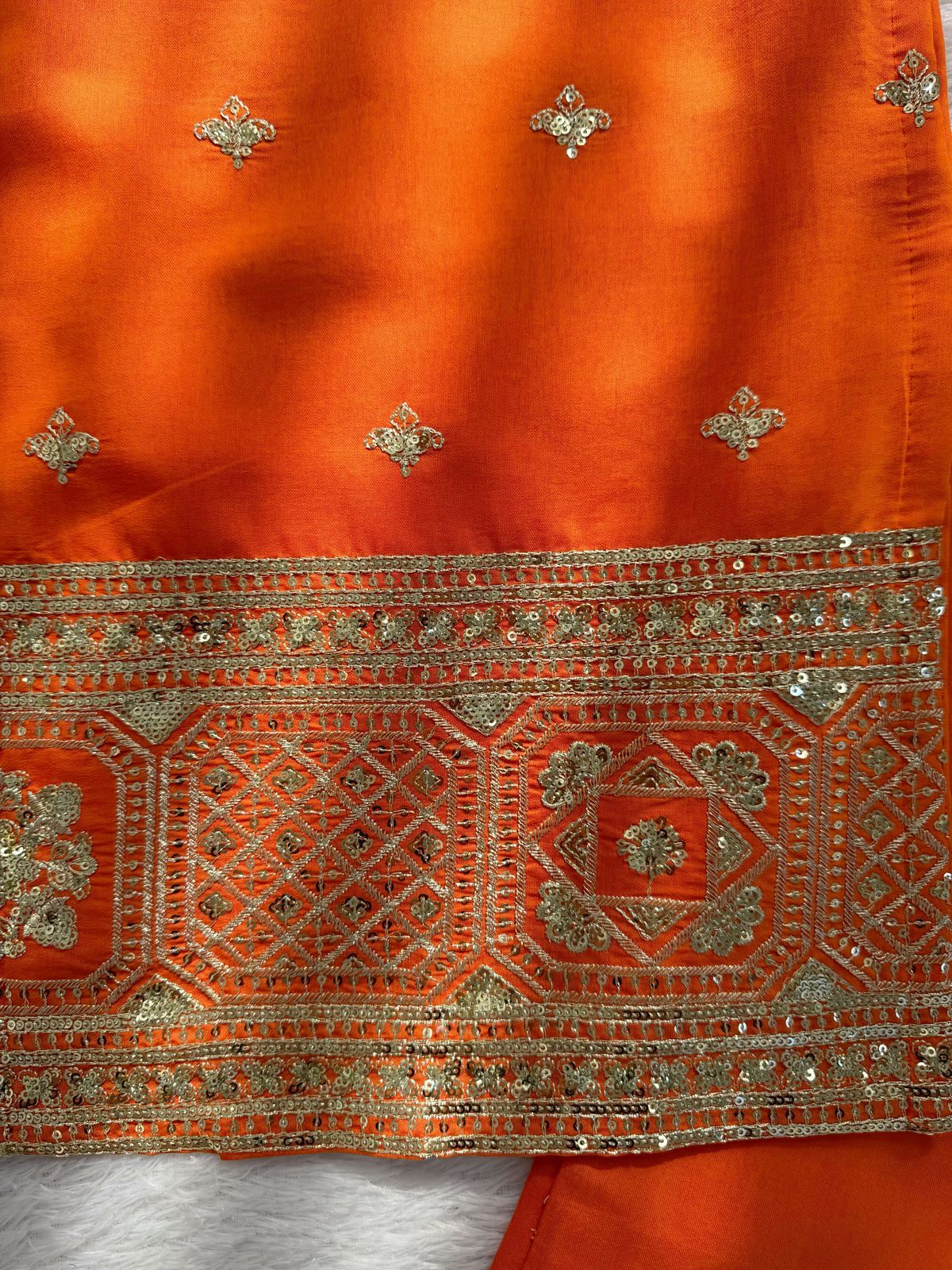 Orange Chinon Sharara Set - Additional View
