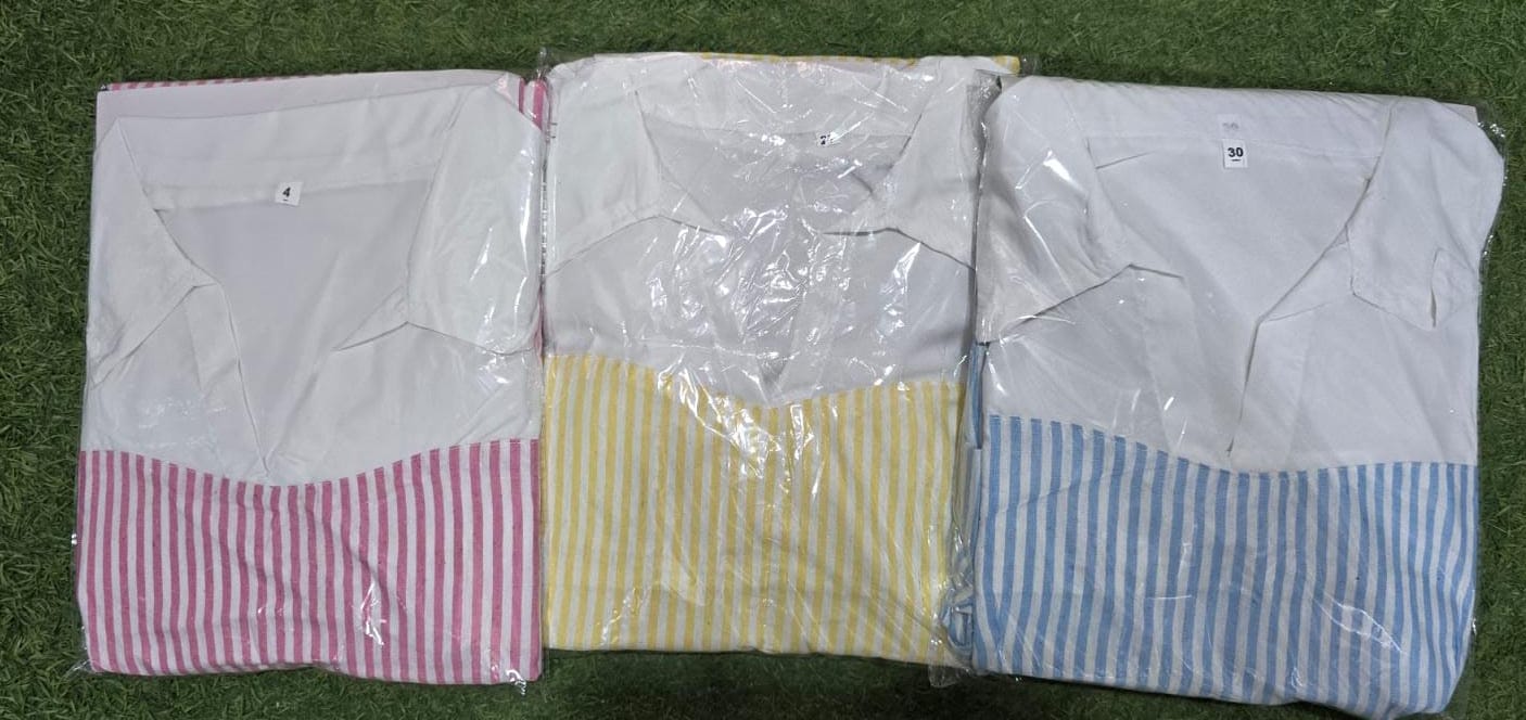 Cotton Stripe Dress - all 3 colours packaged pink yellow blue