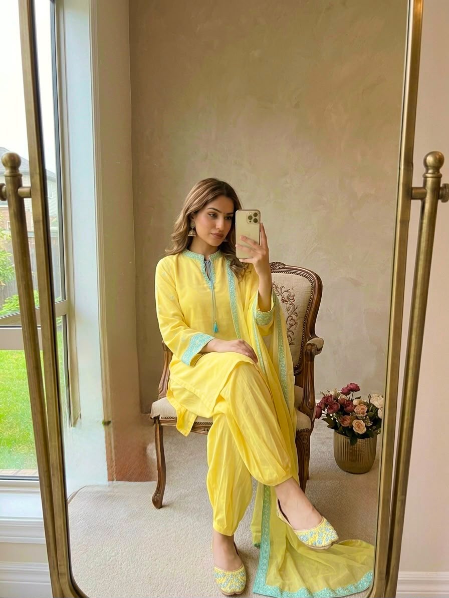 Designer yellow coord set - balloon pants style