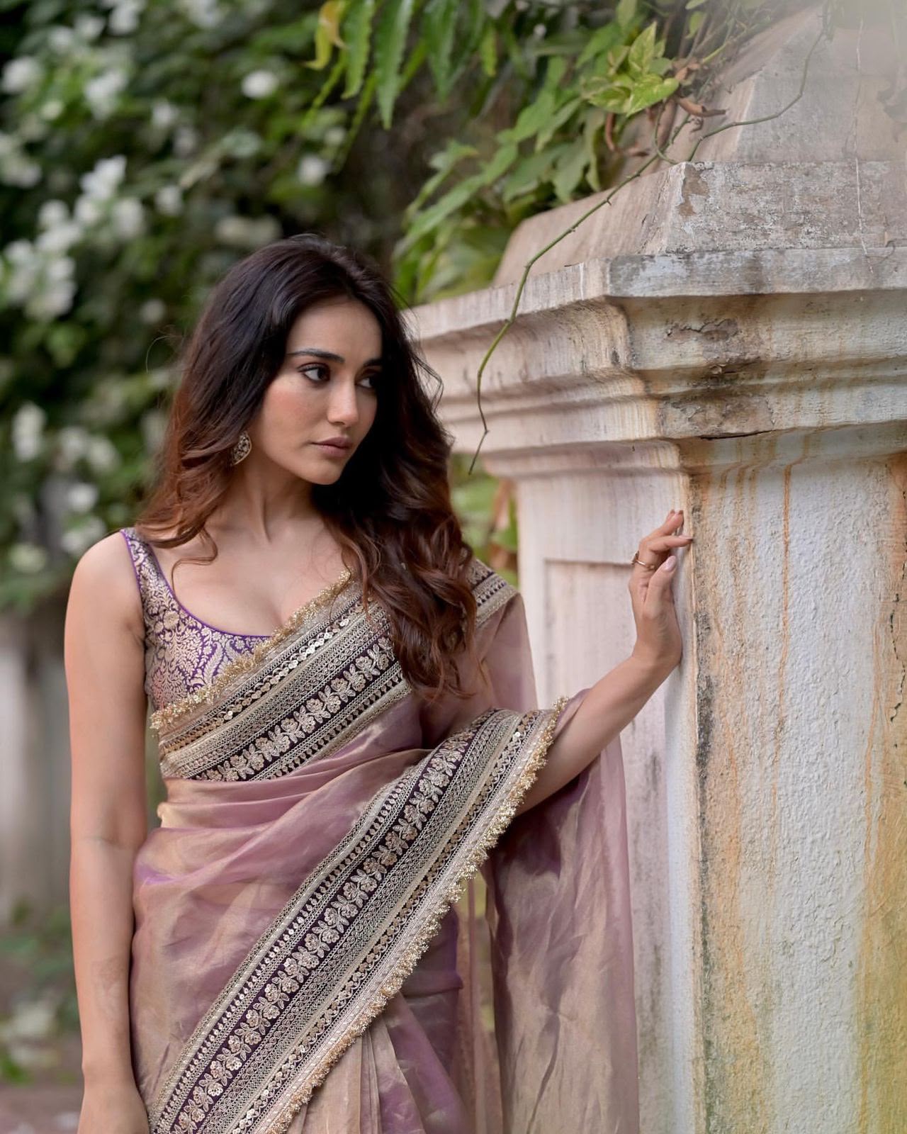 Premium Designer Sequin Saree - Flat Lay with Blouse Piece