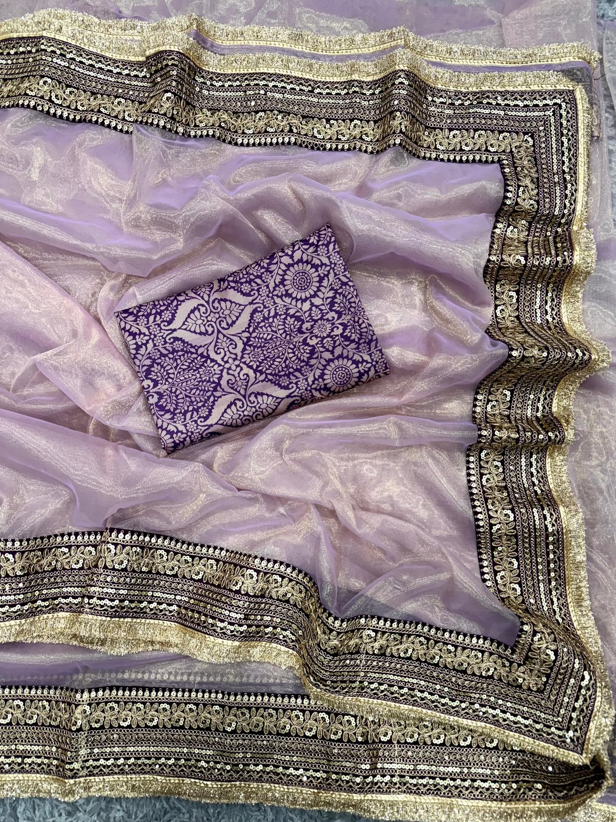 Premium Designer Sequin Saree - Full Drape