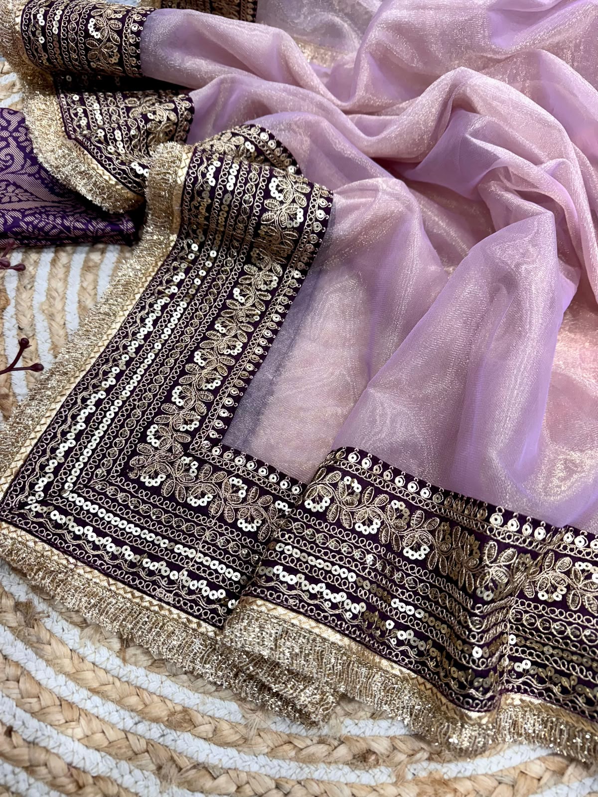 Premium Designer Sequin Saree - Pallu Detail