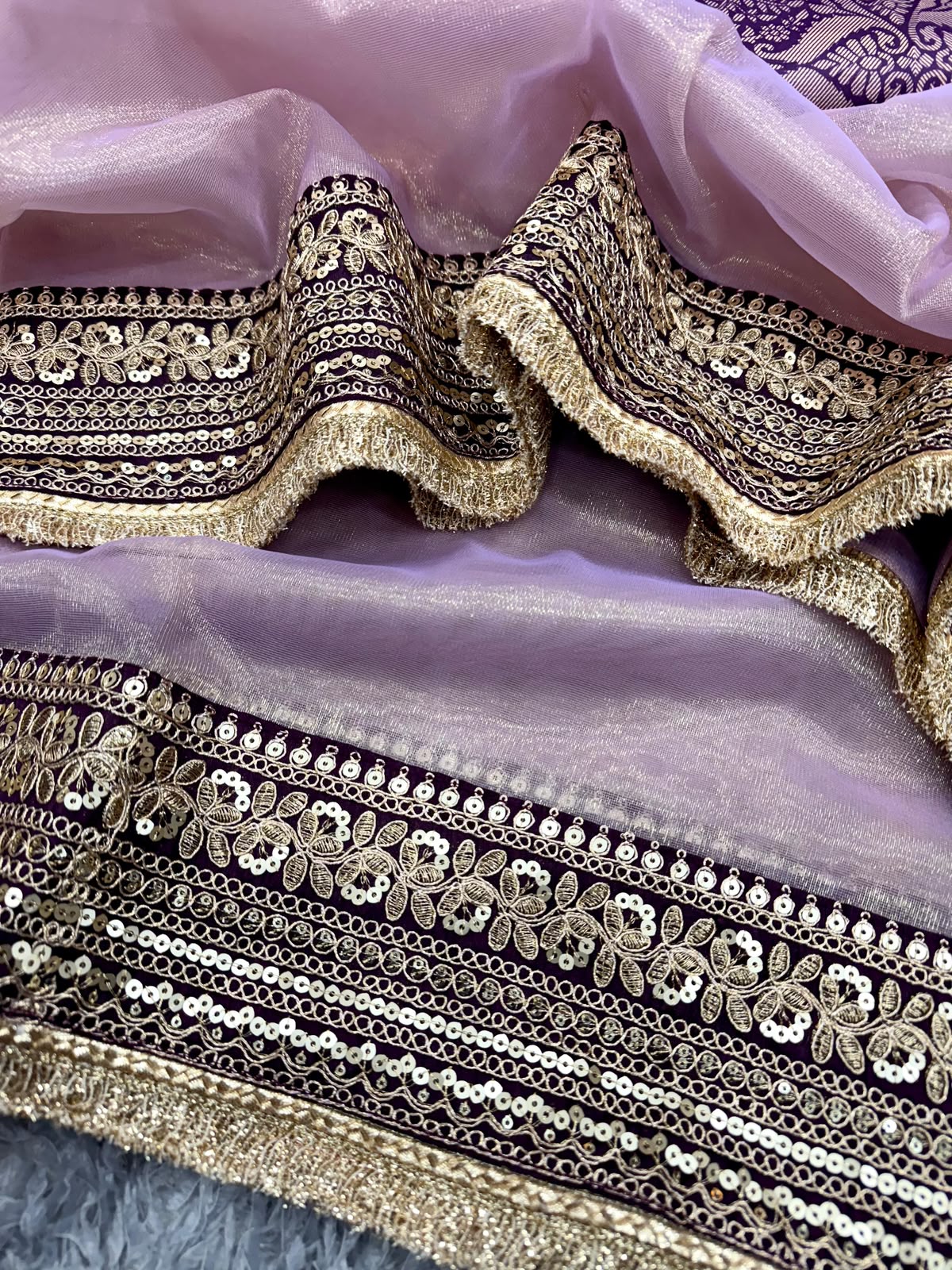 Premium Designer Sequin Saree - Sequin Work Close Up
