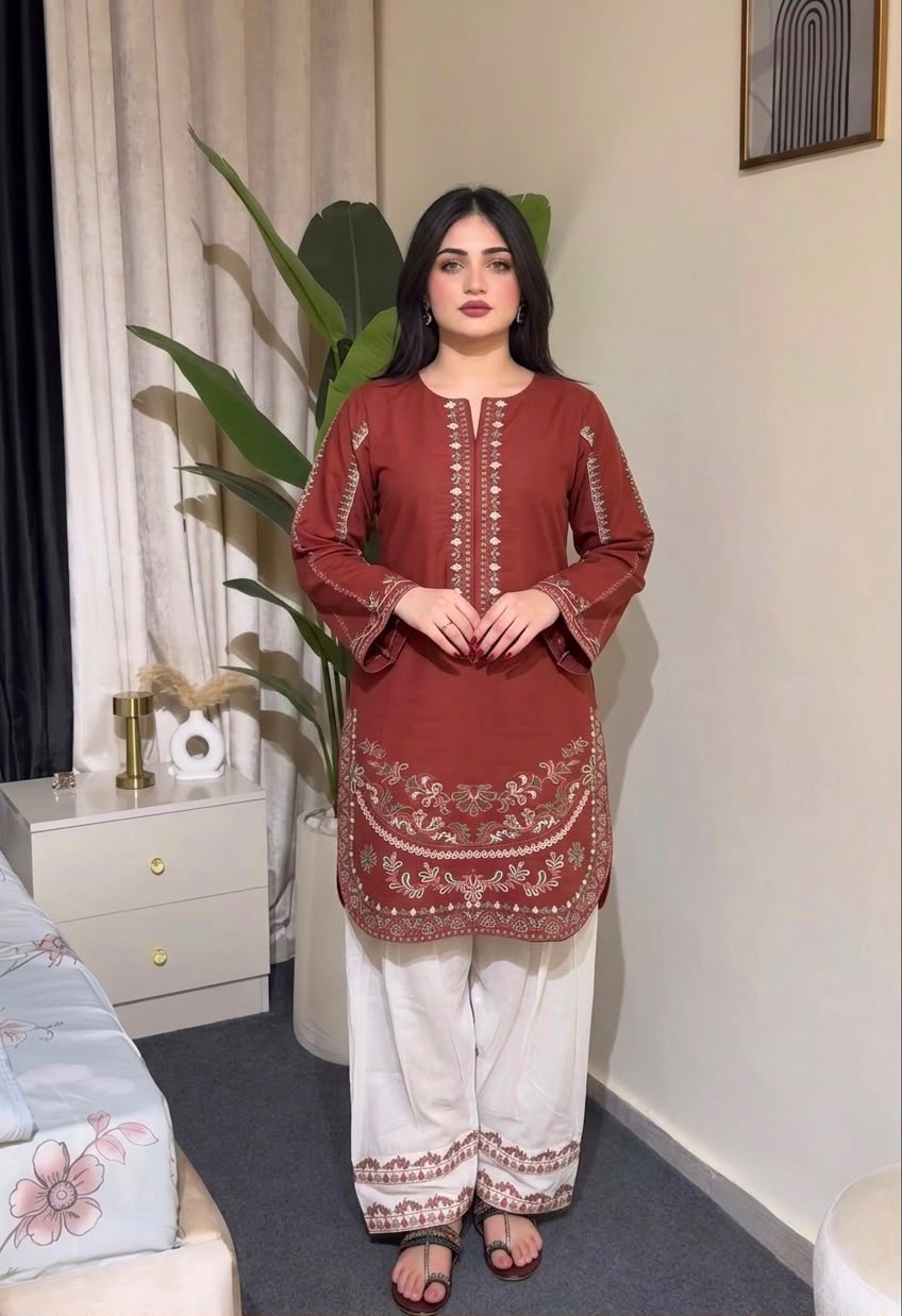 Roman Silk Farshi Palazzo Set - Top Detail Close Up