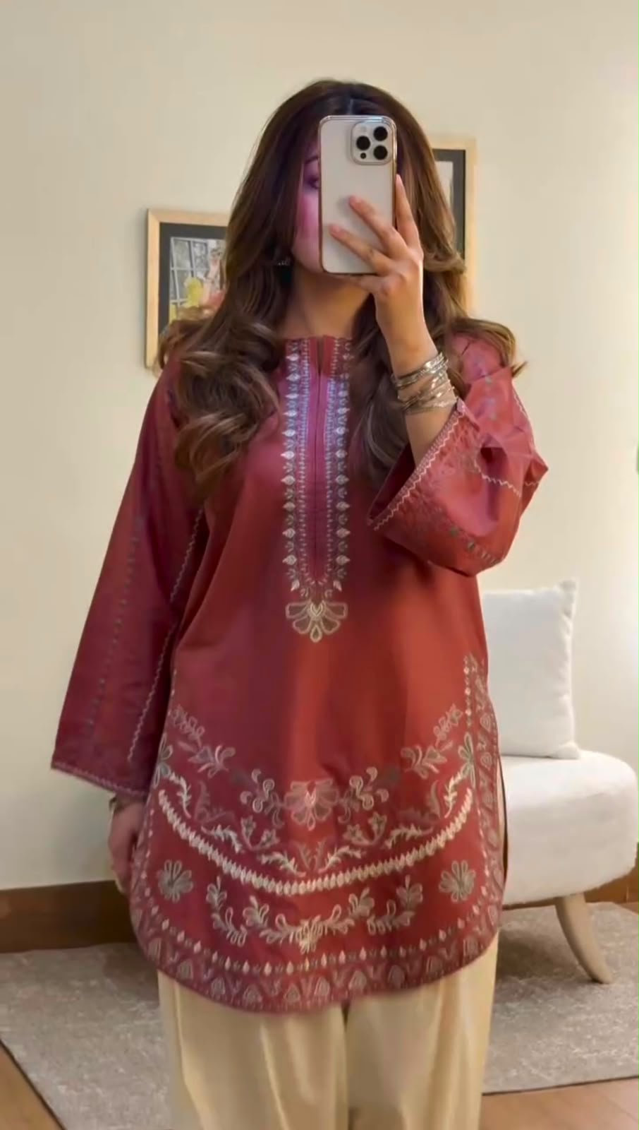 Roman Silk Farshi Palazzo Set - Flat Lay Angled View
