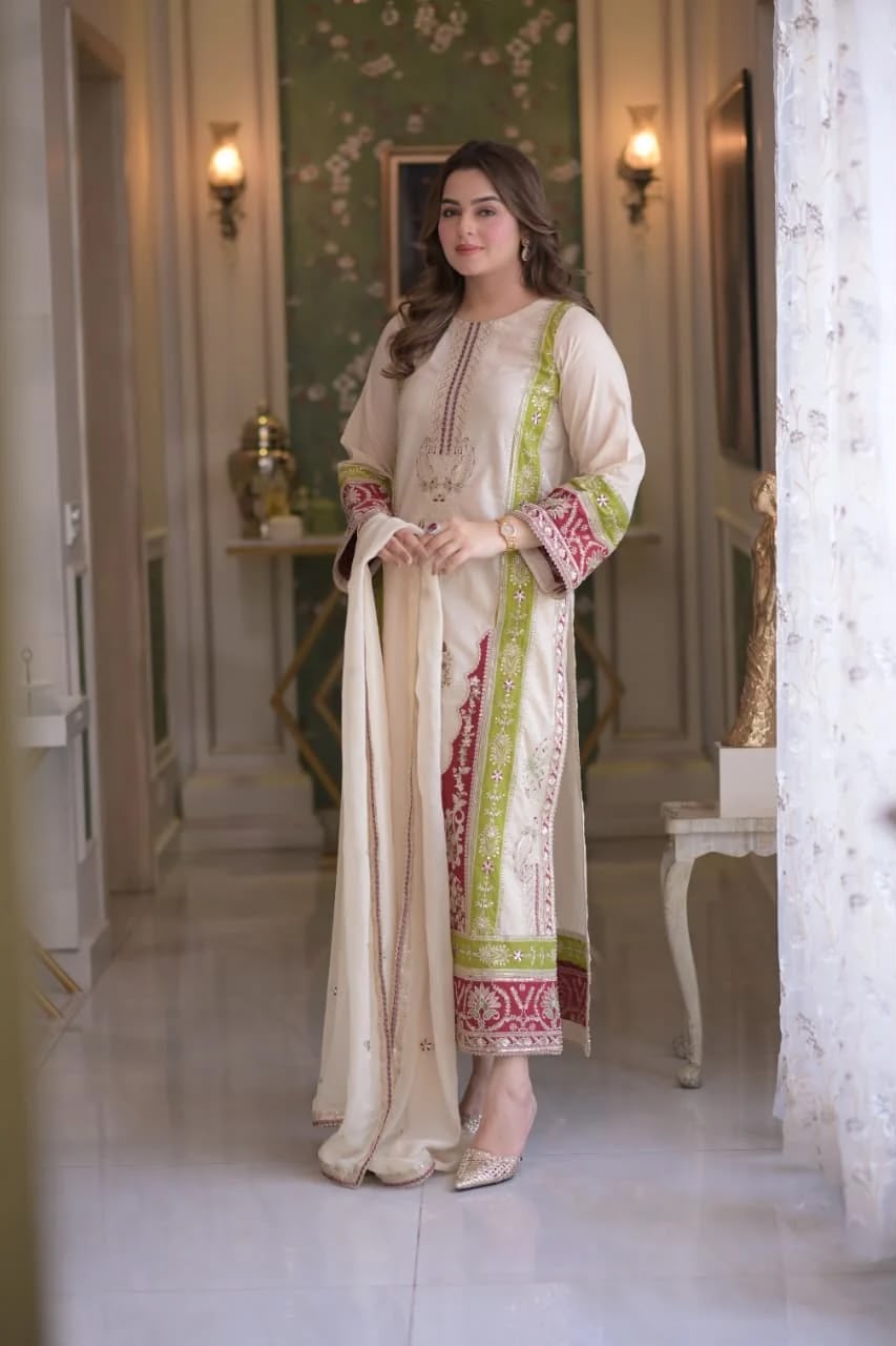 Roman Silk Sequin Suit Set - Flat Lay Top Detail