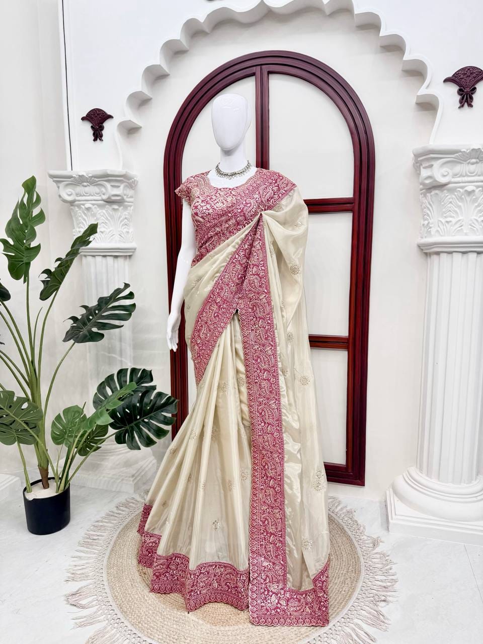 Rani Pink Embroidered Blouse - Mannequin Close Up