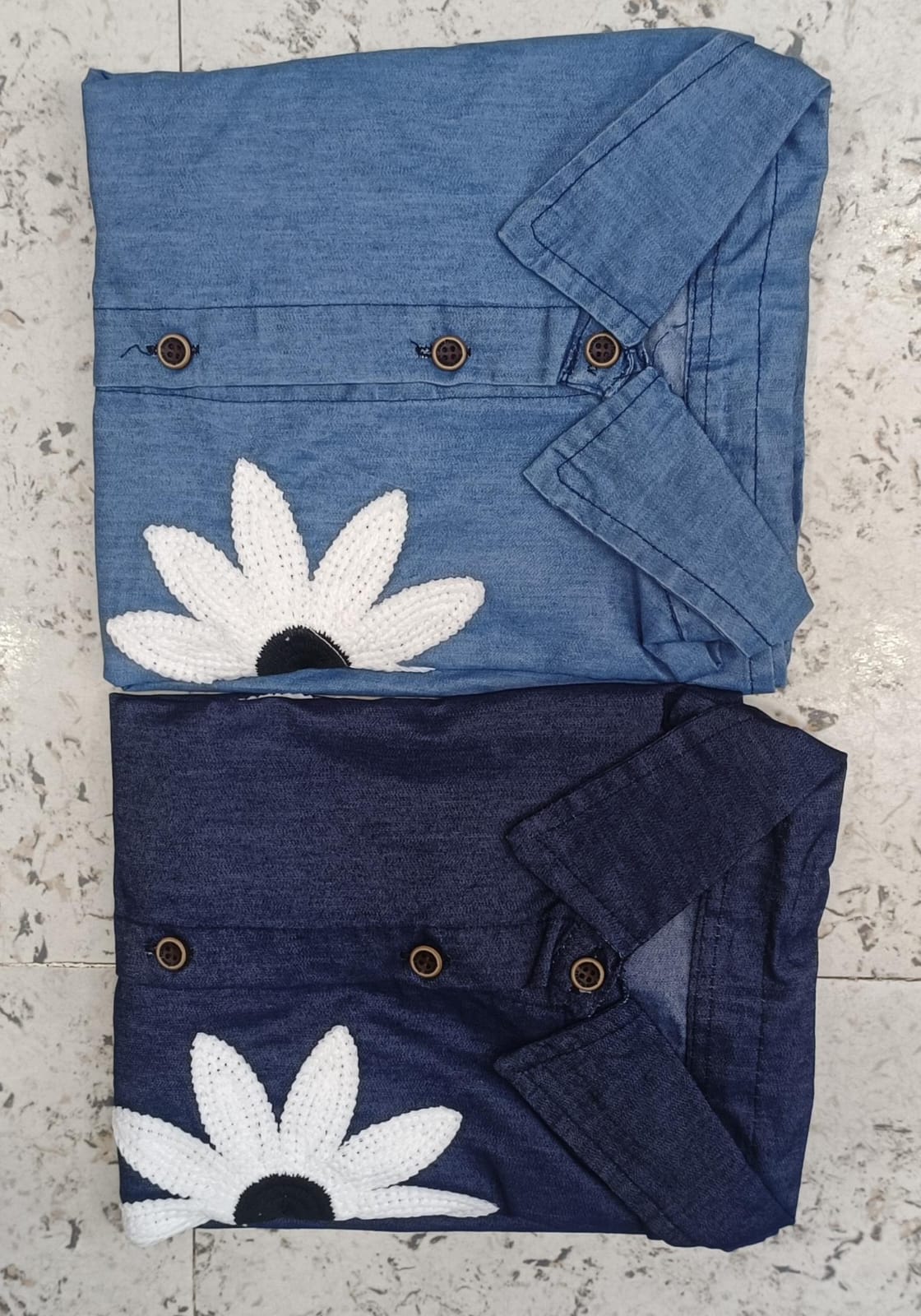Daisy Flower Denim Shirt - Model Shot