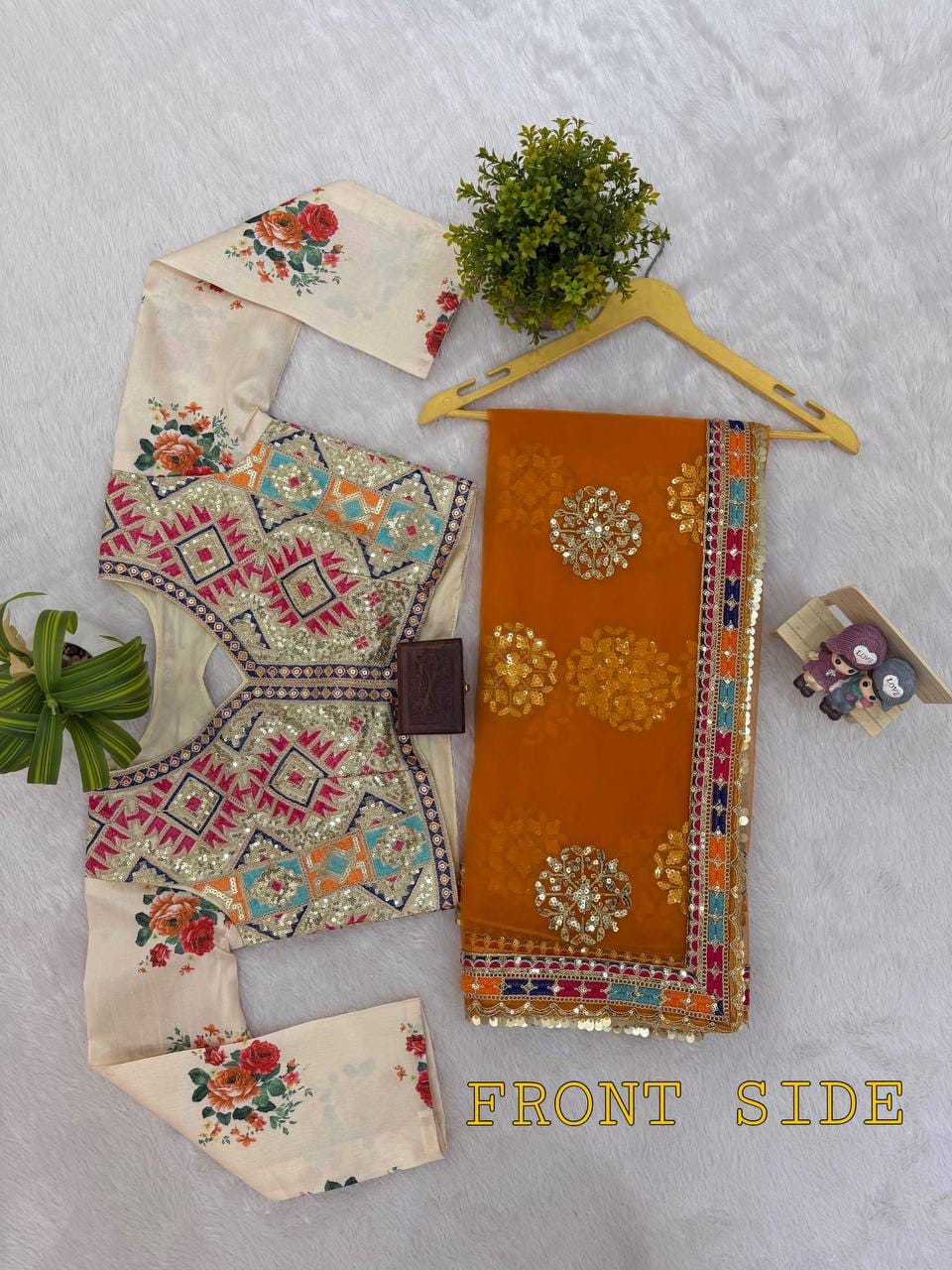 Mustard Net Saree - Additional Detail View
