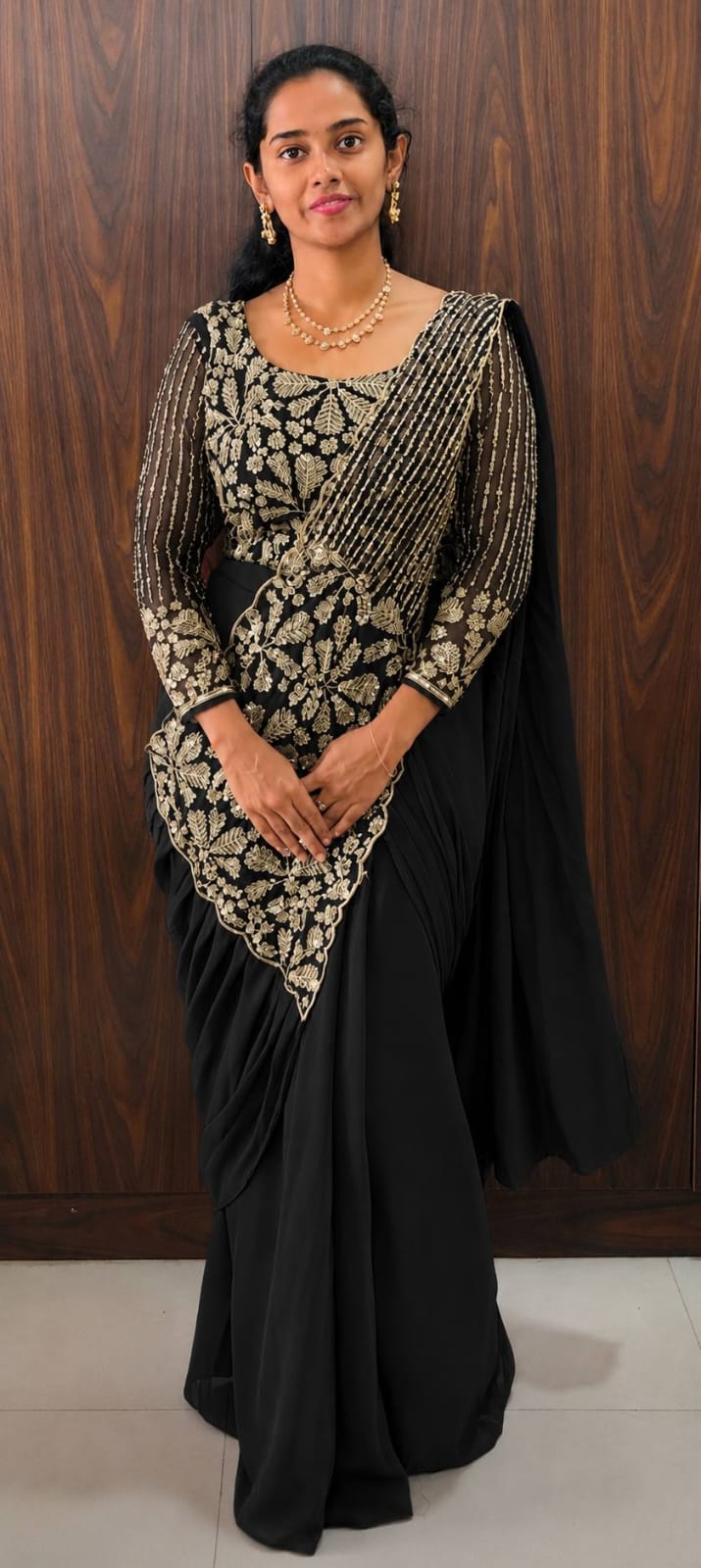 Ready To Wear Faux Georgette Saree - Additional Colour View