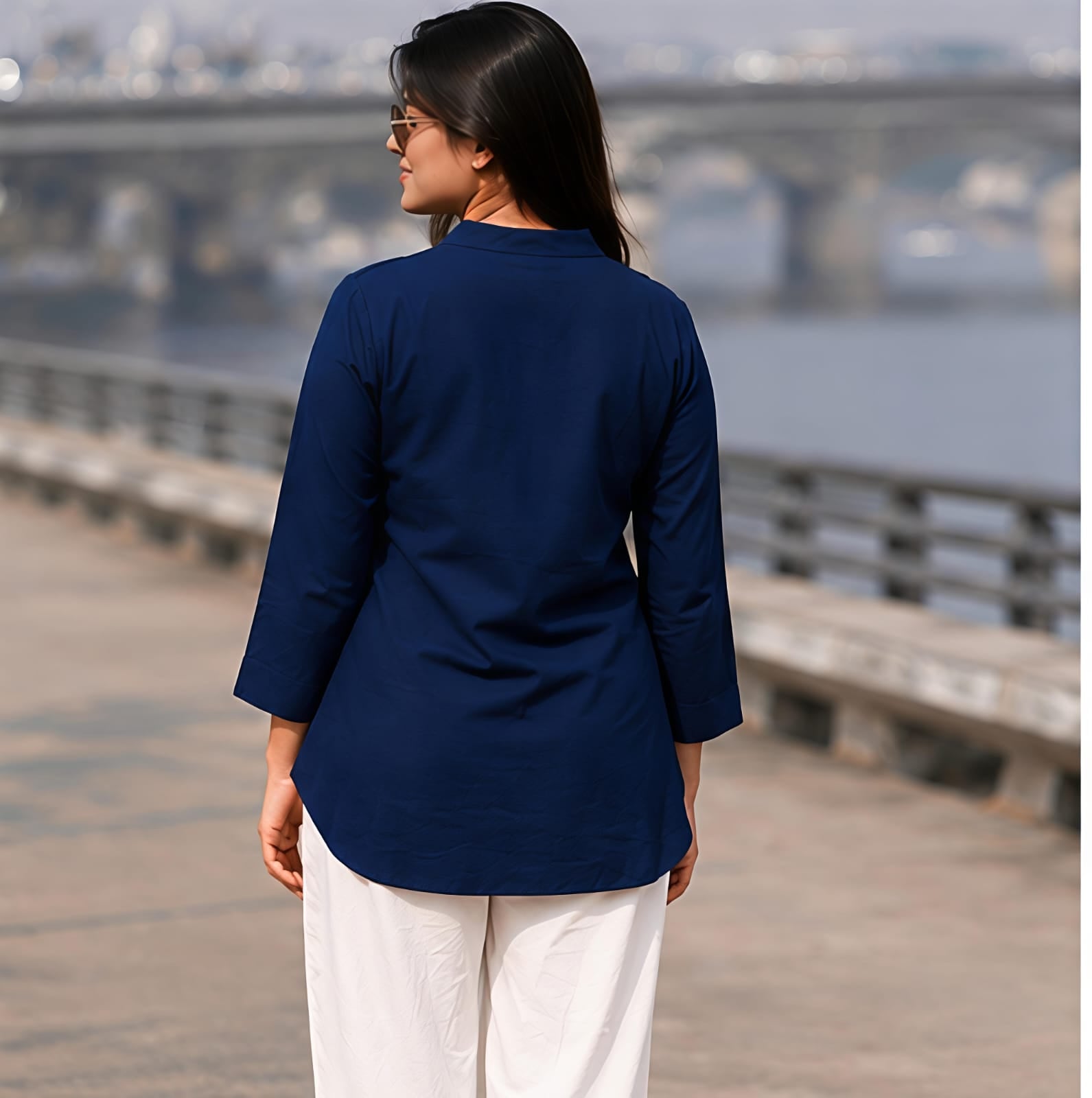 Navy Blue Coord Set - Model Walking