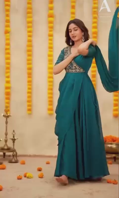 Maverick Fusion Pre-Draped Saree Anarkali