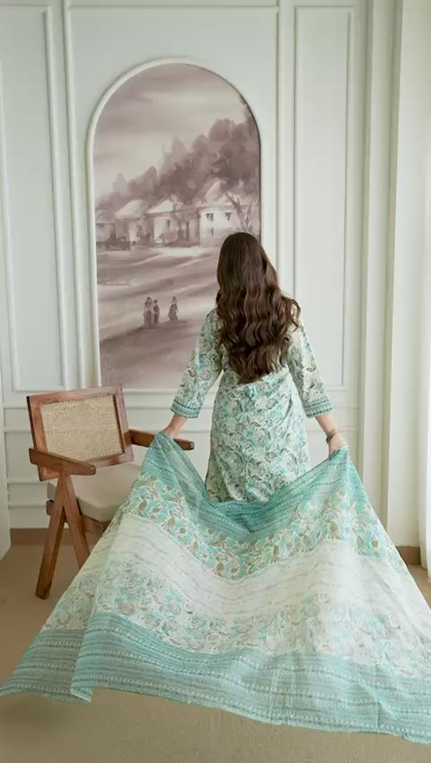 Maverick Fusion Printed Cotton Top-Bottom-Dupatta Set