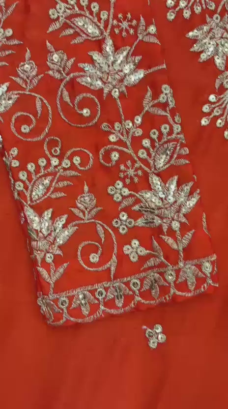 Heavy Embroidered Chinon Silk Outfit