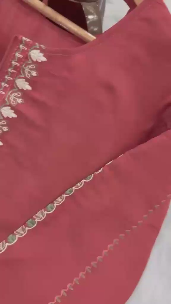 Designer Party Wear Roman Silk Embroidered Top & Farshi Palazzo Set
