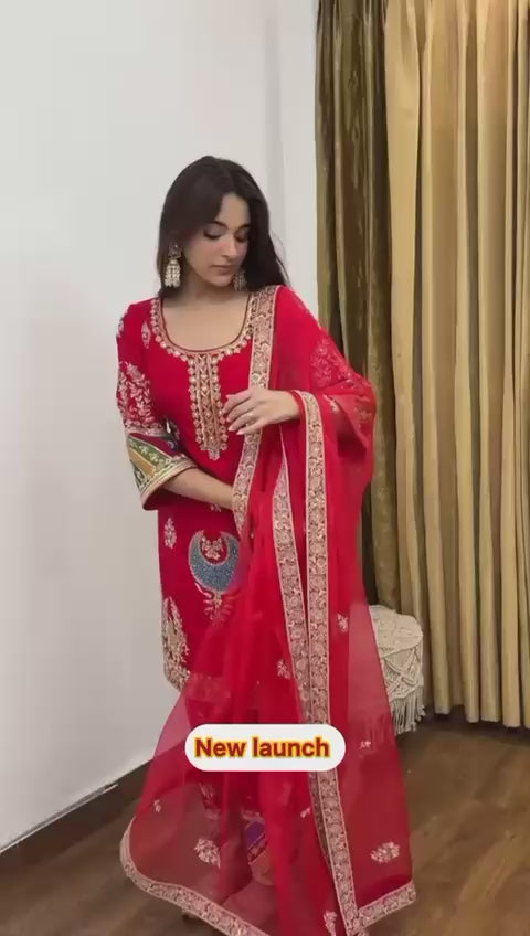 Designer Silk Embroidered Suit Set