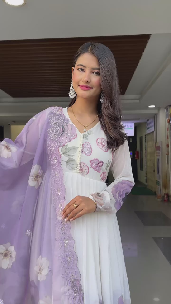 Maverick Fusion Faux Georgette Gown Set