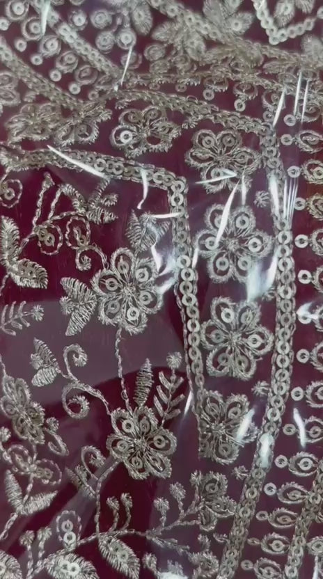 Designer Indowestern Crunchy Silk Embroidered Crop Top Palazzo Set with Dupatta