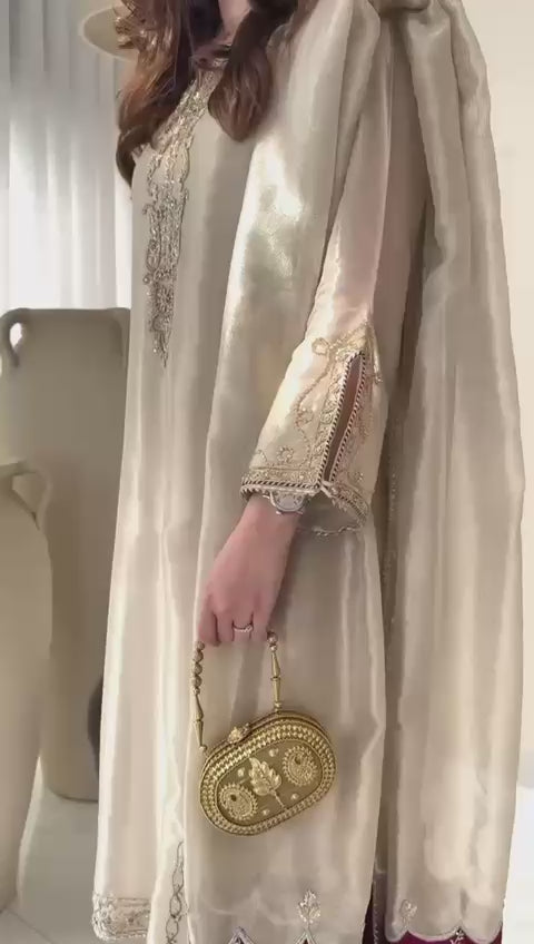 Designer Jimmy Choo Party Wear Top Palazzo & Dupatta Set