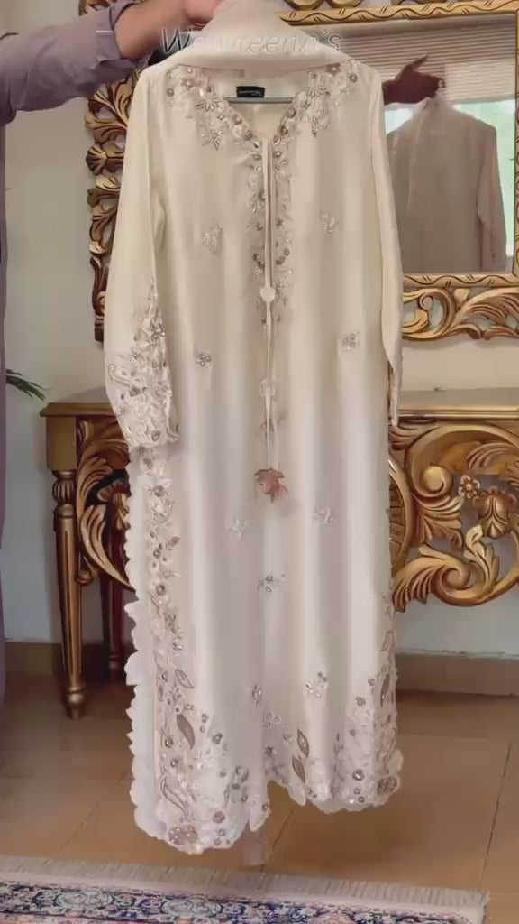 Designer Party Wear Oversize Long Kaftan & Bottom with Dupatta Set - Pure Roman Glass