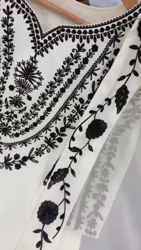 Designer Party Wear Natural Crepe Top & Farshi Palazzo With Dupatta Set